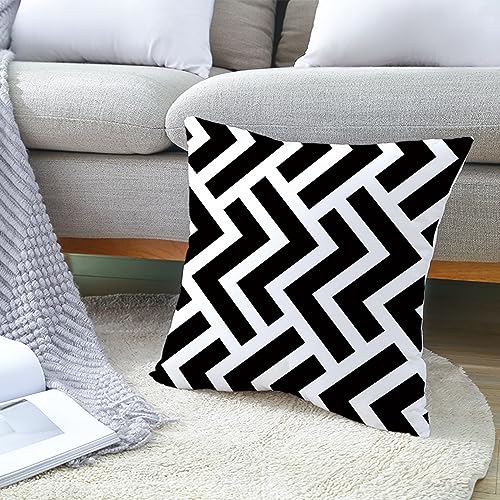 Taie d'oreiller grande taille CEVAN, textile géométrique noir haut de gamme