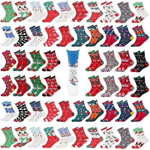 56 Pairs Christmas Socks Xmas Holiday Socks Funny Colorful Cotton Knit Santa Socks Gifts for Women Girls Boys Men Cover
