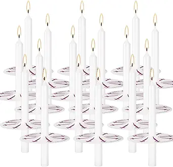 100 pcs Unscented White Church Candles with Drip Protectors, 5 inches