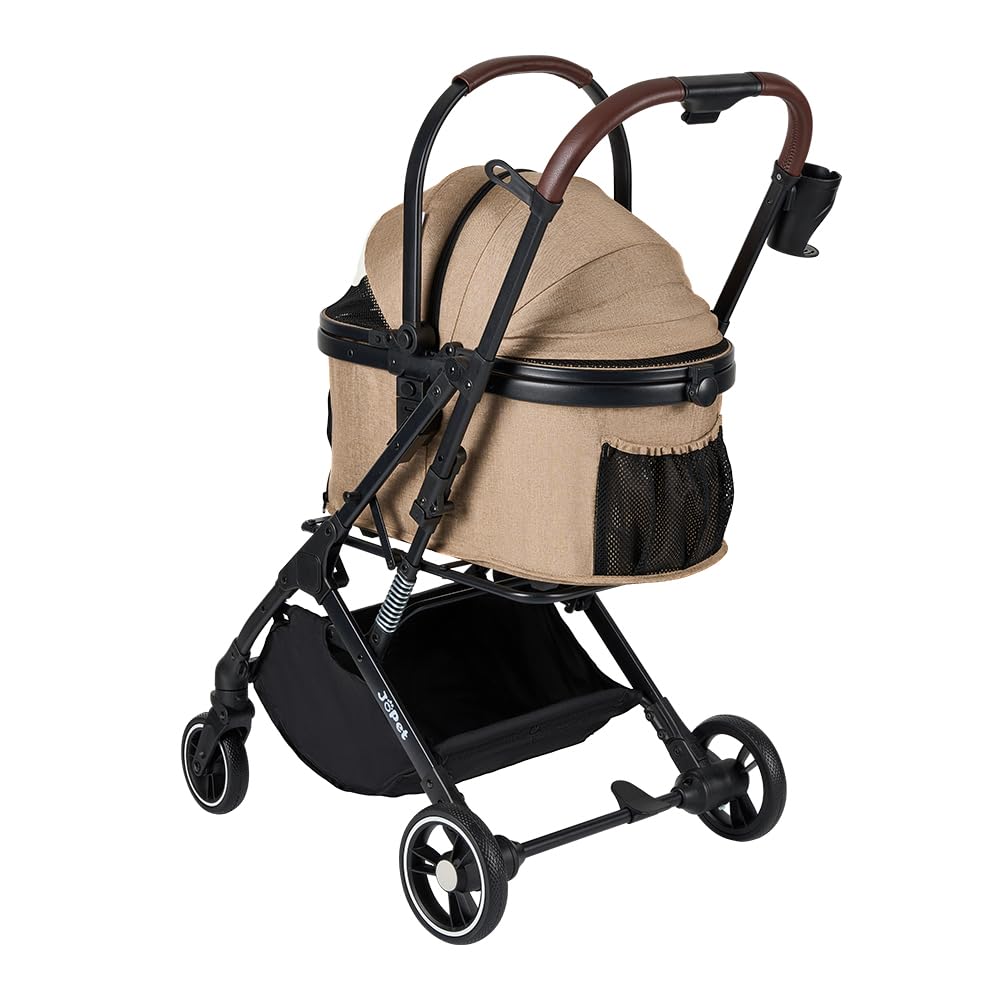 JoPet Pet Stroller for Small and medlium Dogs, Aluminum Alloy Frame, Small Dog, cat Stroller, Foldable carts, Carrier, One-Hand Automatic Folding, Quick Release Wheel, PU Wheels (Iron Gray)