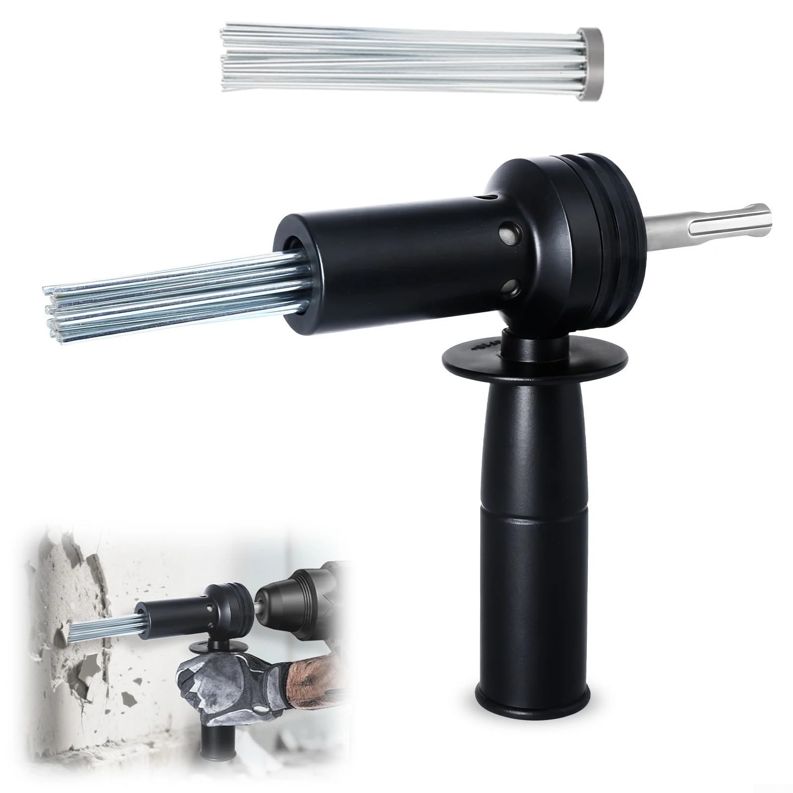 Nadel-Scaler-Adapter mit SDS-Schaft für elektrischen Hammer, entworfen für Rostentfernung und Betonbohren, mit gehärteter Stahllegierung und rutschfestem Klemmmechanismus