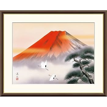 赤富士 絵画 立体画 日本画 赤富士」百瀬善明 3D 立体画/風景画/絵画/日本画 富士山 盛り絵