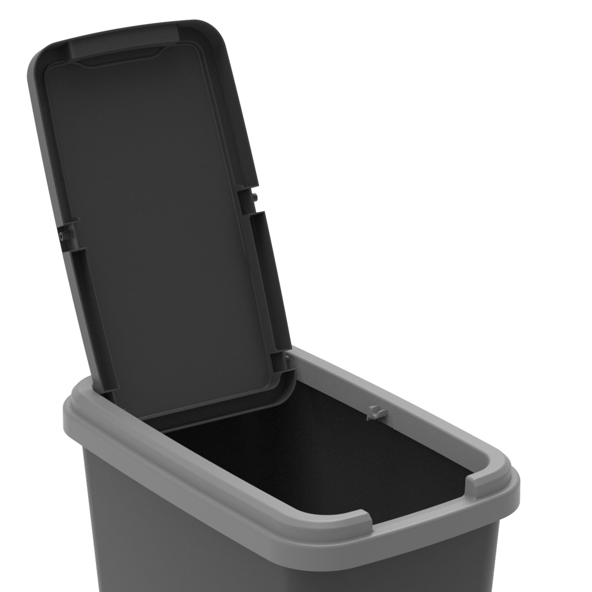 SUNDIS Green Bin, pattumiere per raccolta, 25L, rettangolare, in plastica riciclata, coperchio incernierato o fisso, con adesivi, per cucina, ufficio, lavanderia, garage, officina