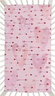 Watercolor Hearts Arrows Crib Sheets for Boys, Girls Machine Washable Soft Cozy Microfiber Fitted Crib Sheet for Standard Crib and Toddler Mattresses Boys Girls 28x52 Inch