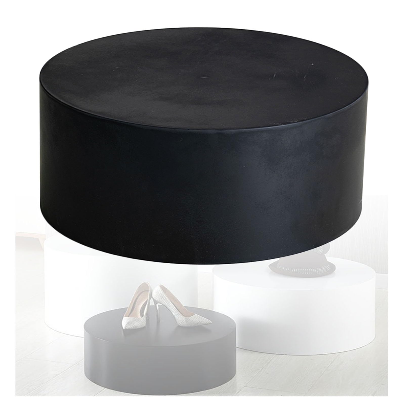 Support cylindrique rond noir pour mannequin de vitrine et boutique 40x15cm