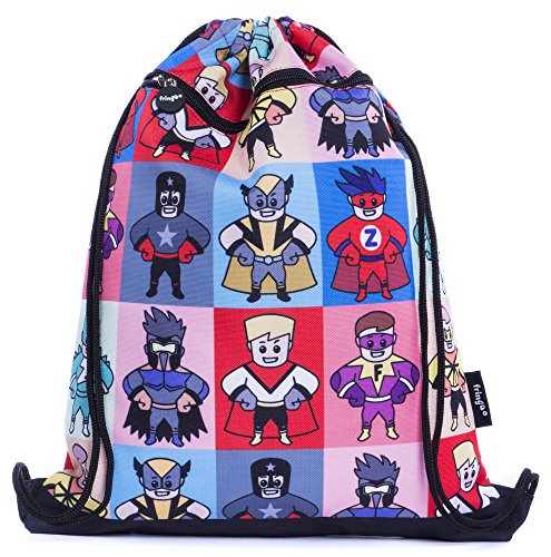FRINGOO   Bolsa de Cordel para Niños con Bolsillo Frontal con Cremallera Mochila Escolar