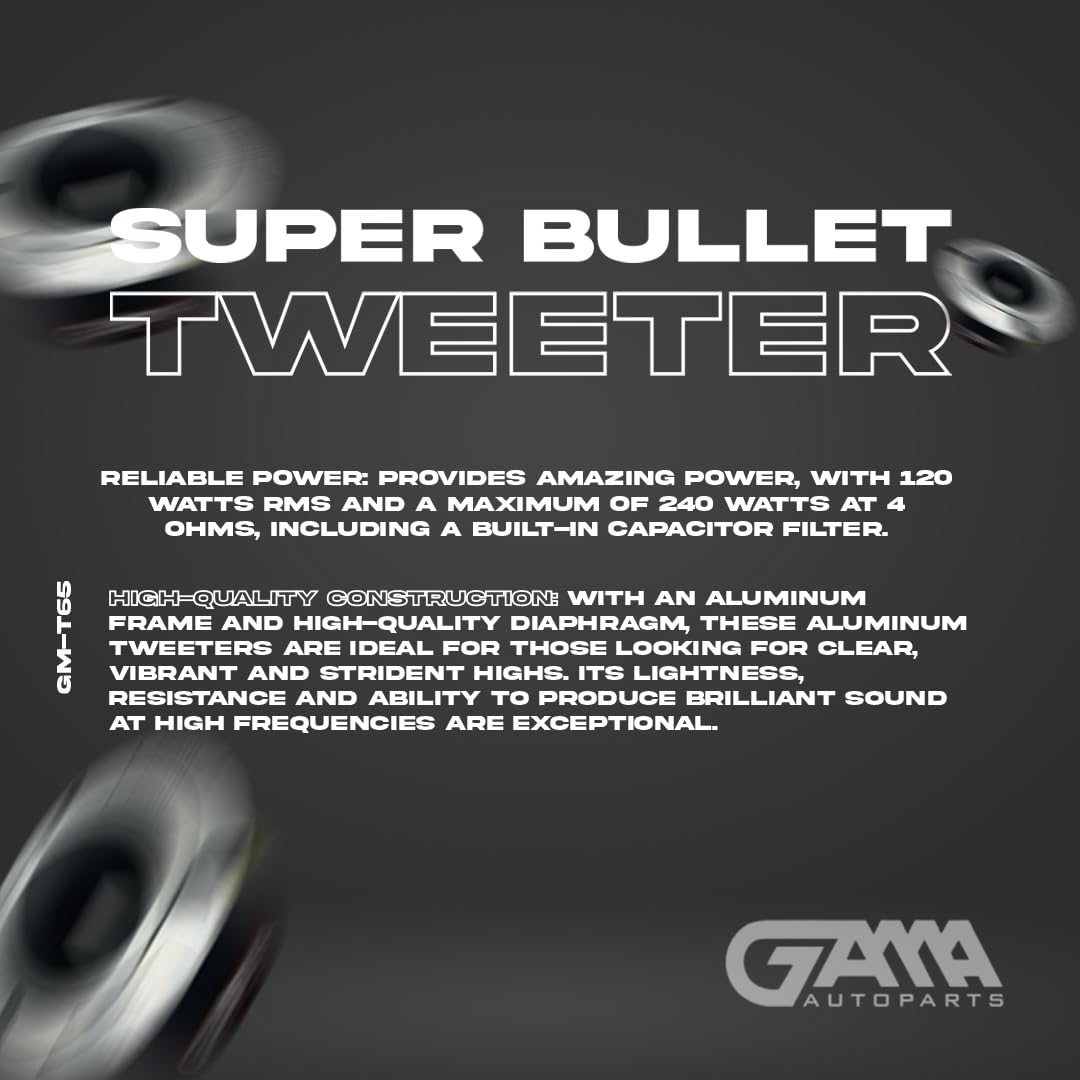 Super Bullet Tweeter en argent Cadre en aluminium 7,6 cm et diaphragme 300 W max 60 W RMS 4 Ohms Crossover intégré (1)