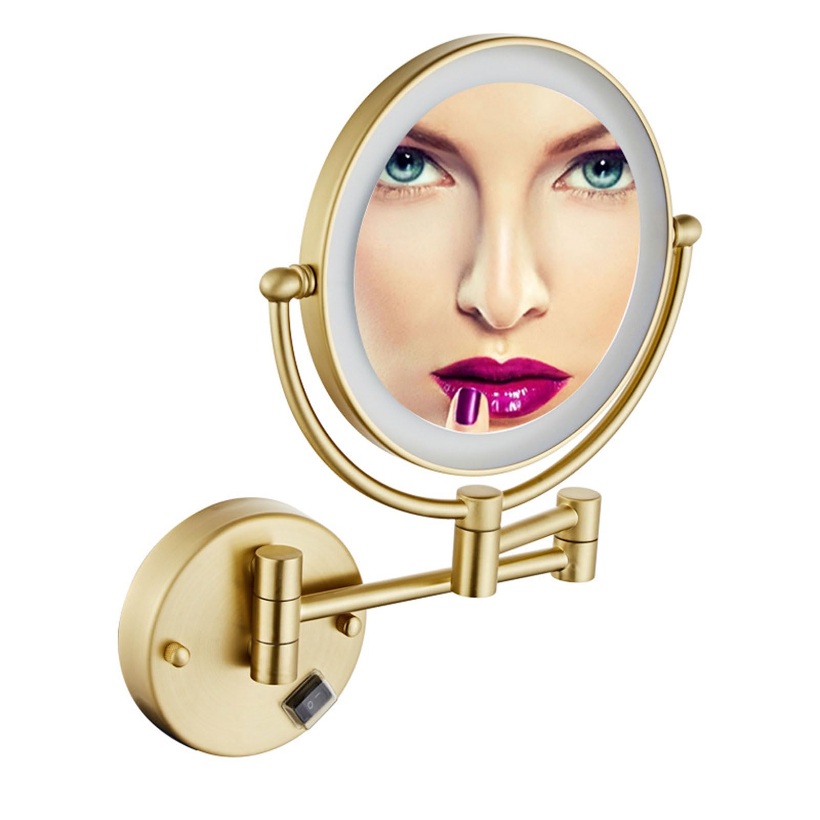 8-inch Makeup Mirror Wall Mounted, Double-Sided Cosmetic Mirror with Light, Lighted Wall Mounted Makeup Mirror Shaving Mirror, Magnifying,Mirror, Bathroom Mirror