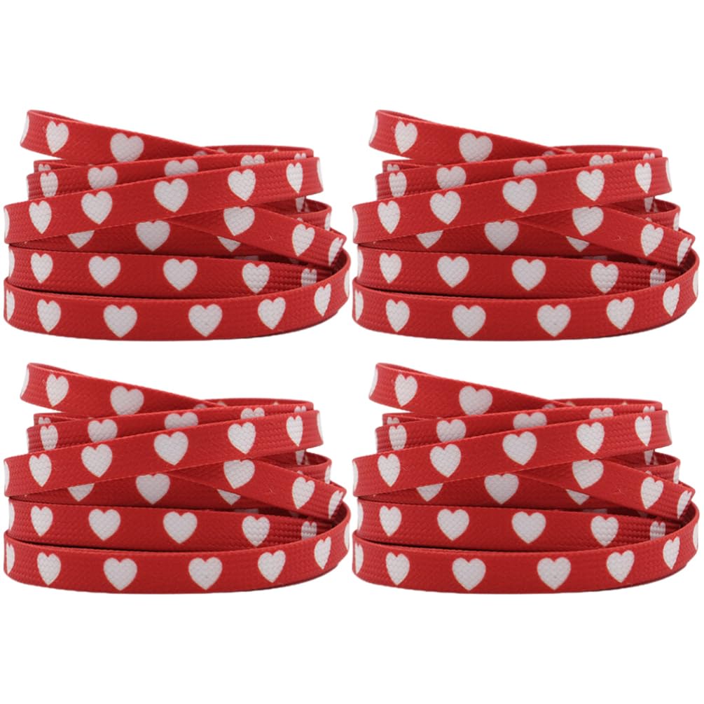 2 Pares De Cordones De Corazón Con Fondo Rojo Correas De Zapatos Planas Para Niños Parejas De Adultos Zapatillas De