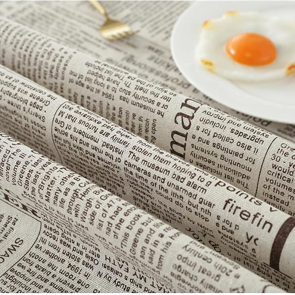 LOONELO Newspaper Tablecloth with 55 X 86.6 Inch, Cotton Linen Newspaper Printed Tablecover, Rectangle Washable Morden Style Newspaper Table Cover for Dinner, Party, Picnic, Home Decor-Coffee by LOONELO - Image 4