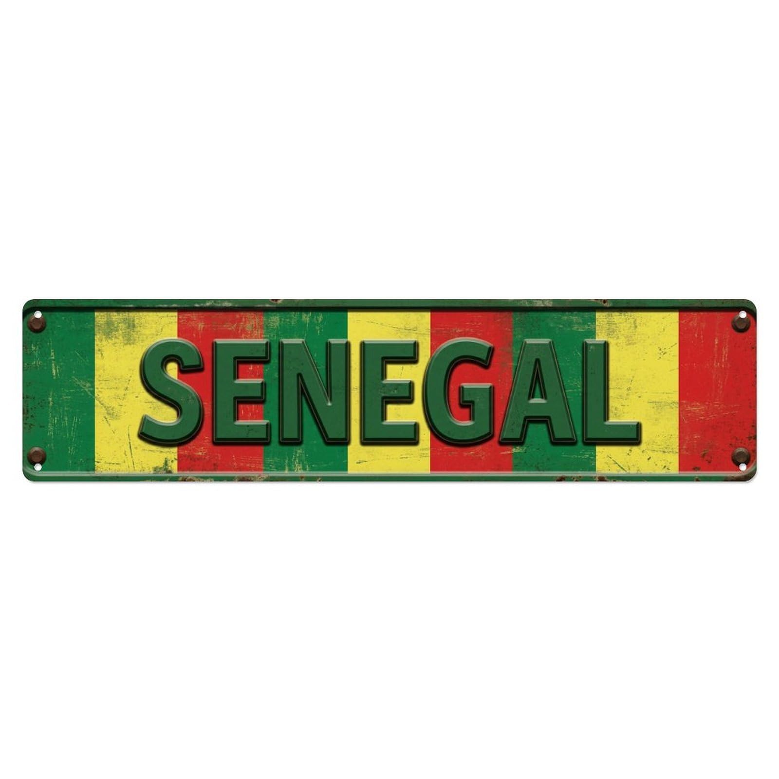 Vintage Senegal Flag Pattern Metal Tin Sign
