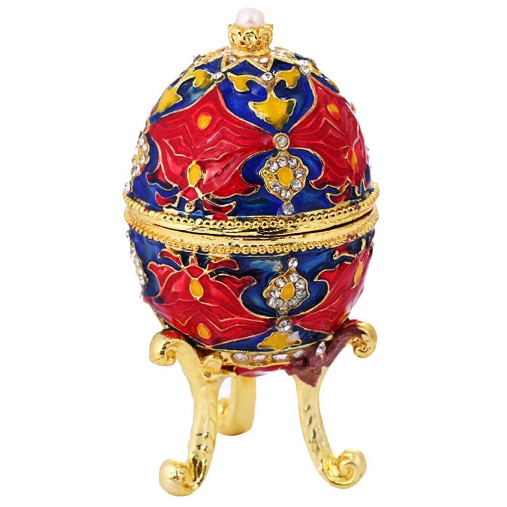 Faberge Style Red Egg Box with Crystals Collectible Easter Egg Keepsake Box Jewelry Case | Authentic Collector's Piece | Rare Collectible | 1 Piece Easter Eggs Jewelry Box | Red