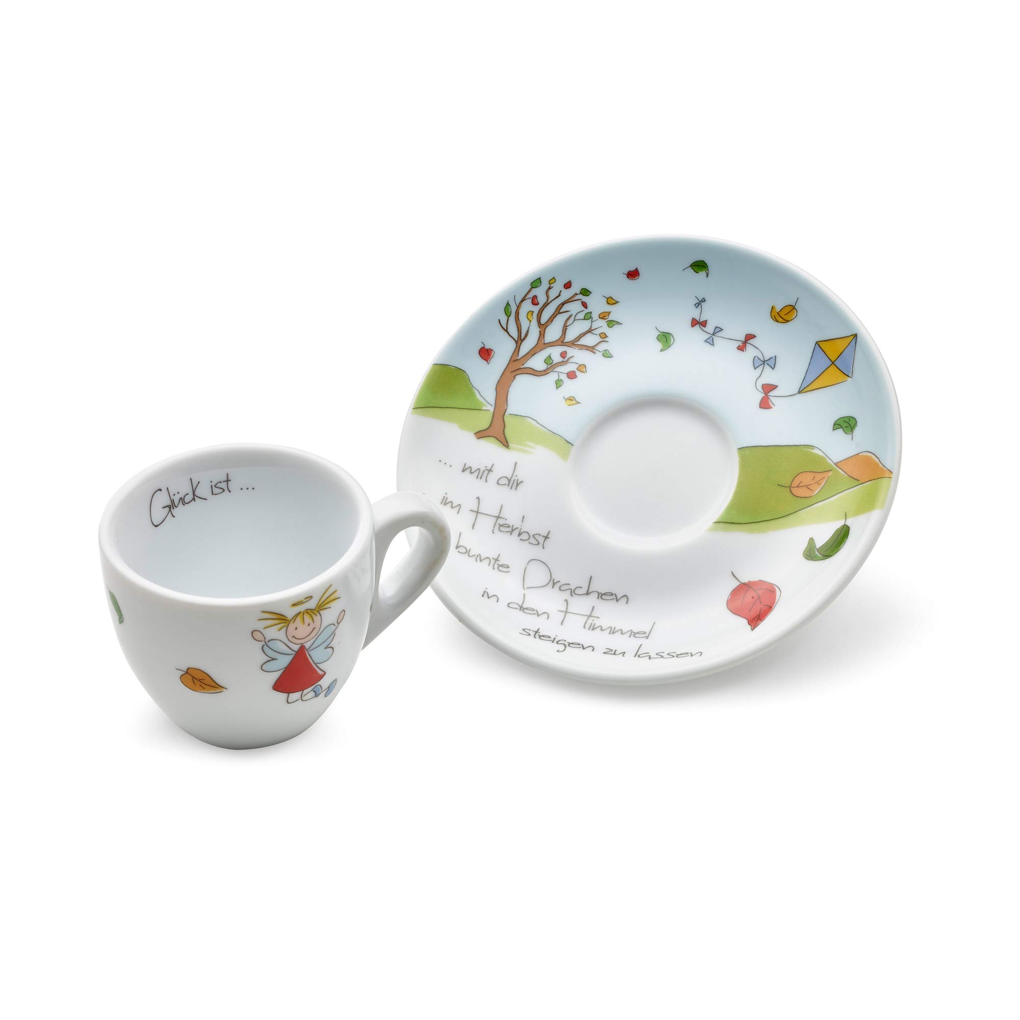 Bialetti Set di 4 Tazzine da Caffè con Piattino, Collezione Winter