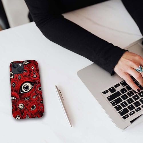 Miniatura 6 de CARLOCA Funda compatible con iPhone 14, diseño de ojos rojos para funda de TPU suave + PC duro 2 en 1, TPU suave antiarañazos, a prueba de golpes,