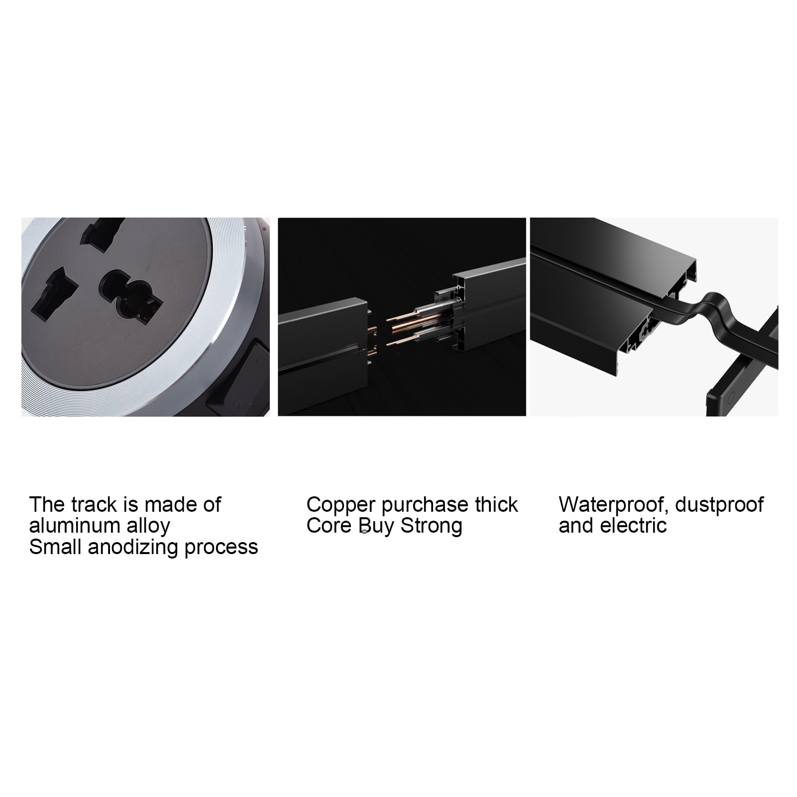 Track Socket Listwa zasilająca Listwa zasilająca z szyną przesuwną 8000 W Zdejmowany przedłużacz gniazdka Do montażu na ścianie z 3 * gniazdem zasilania i gniazdem USB do