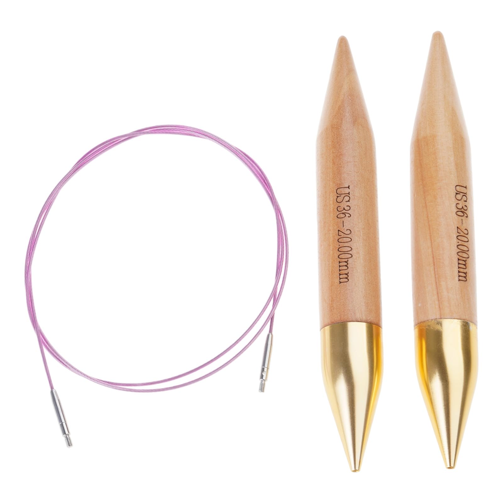 HGENAHGTF 1Pair Wood Circular Knitting Needle Set Interchangeable Wood Knitting Needle Large Crochet Hook with 80cm Cable Ergonomic Crochet Handle