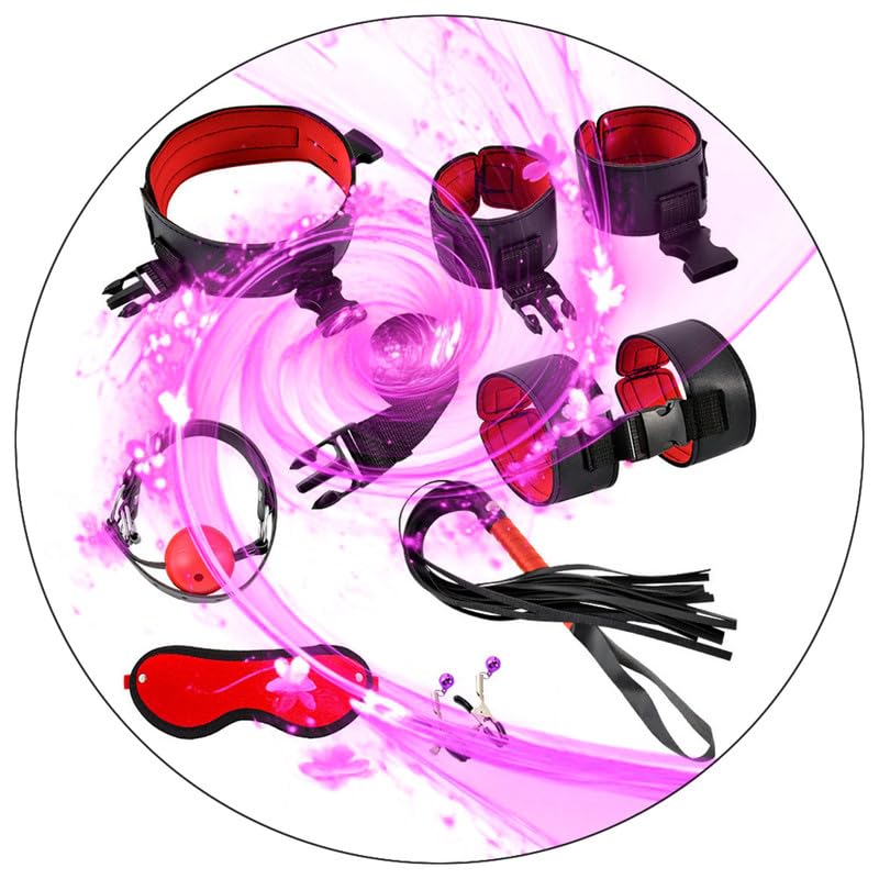 Multi Functional Exploration Traction Fixed Rope Eight Piece Set with Soft Sponge Design, Comfortable Tension Exercise Accessory - Y8 (Red)