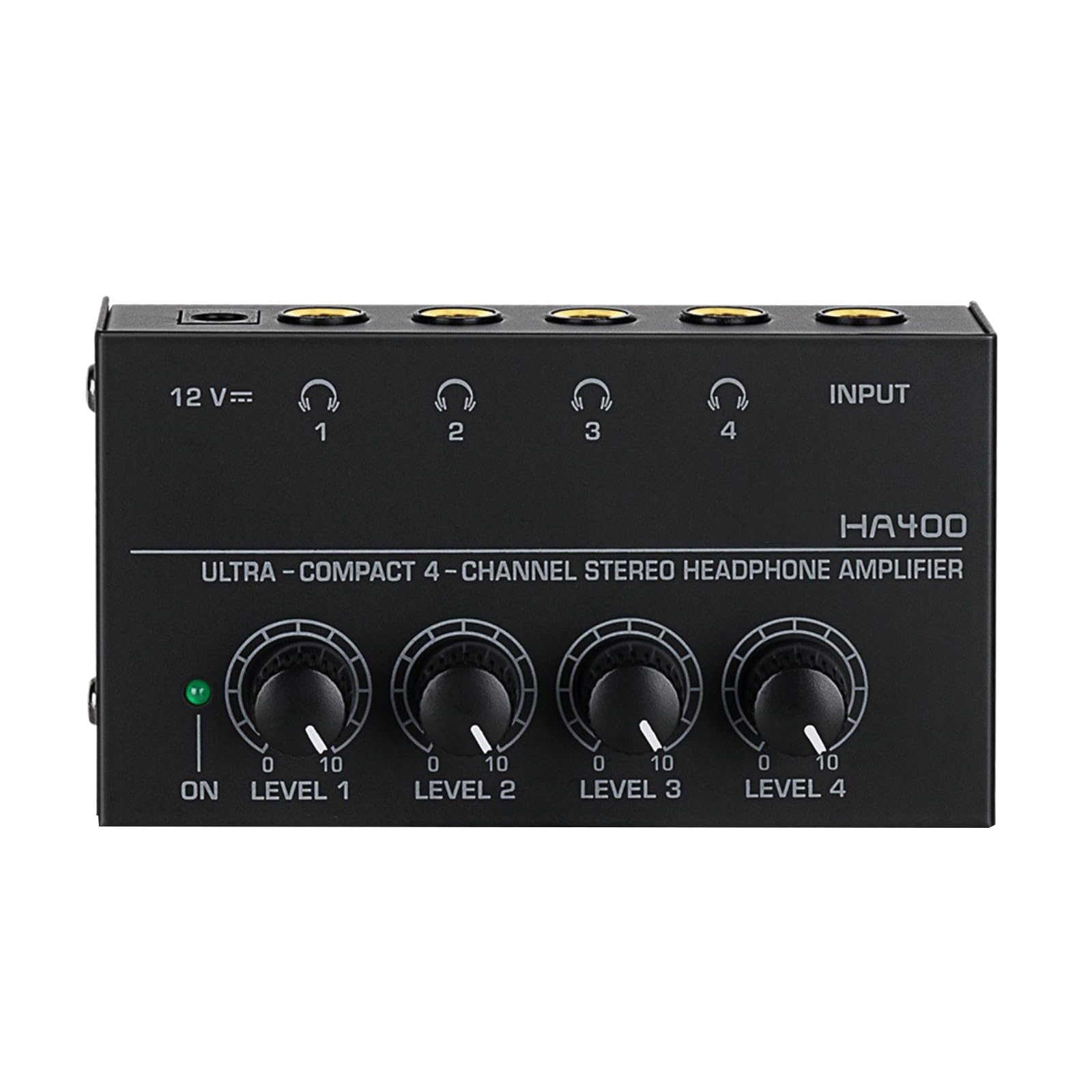 Mini Stereo Headphone Audio Amplifier, 4-Channel Headphone Amplifier 6.35mm Jacks