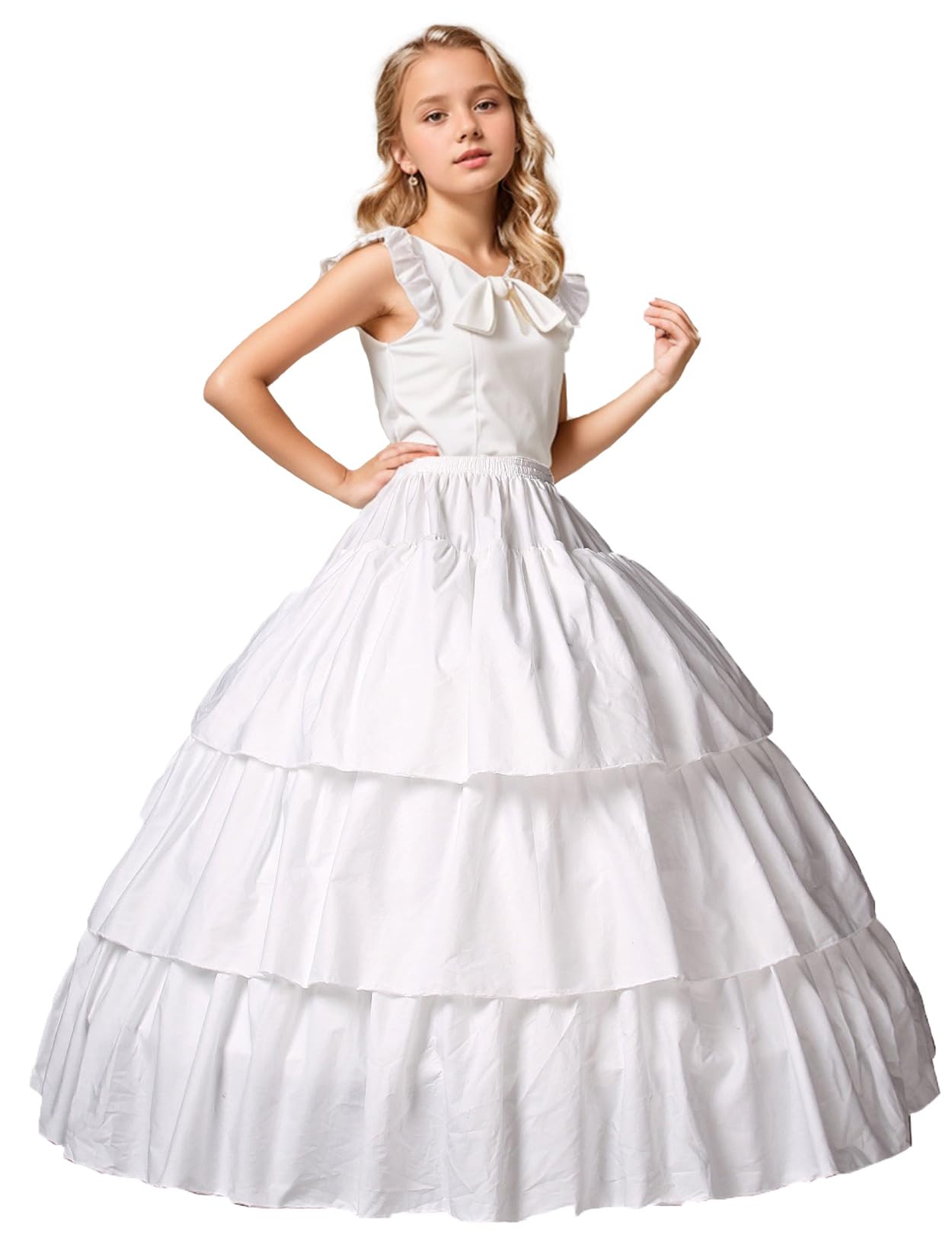 BEAUTELICATE Sottogonna Bambina Cerchi Crinolina per Abito Sottogonna per Vestito da Bambini Gonna Petticoat 100% Cotone per Carnevale Festa Comunione 1 a 16 Anni