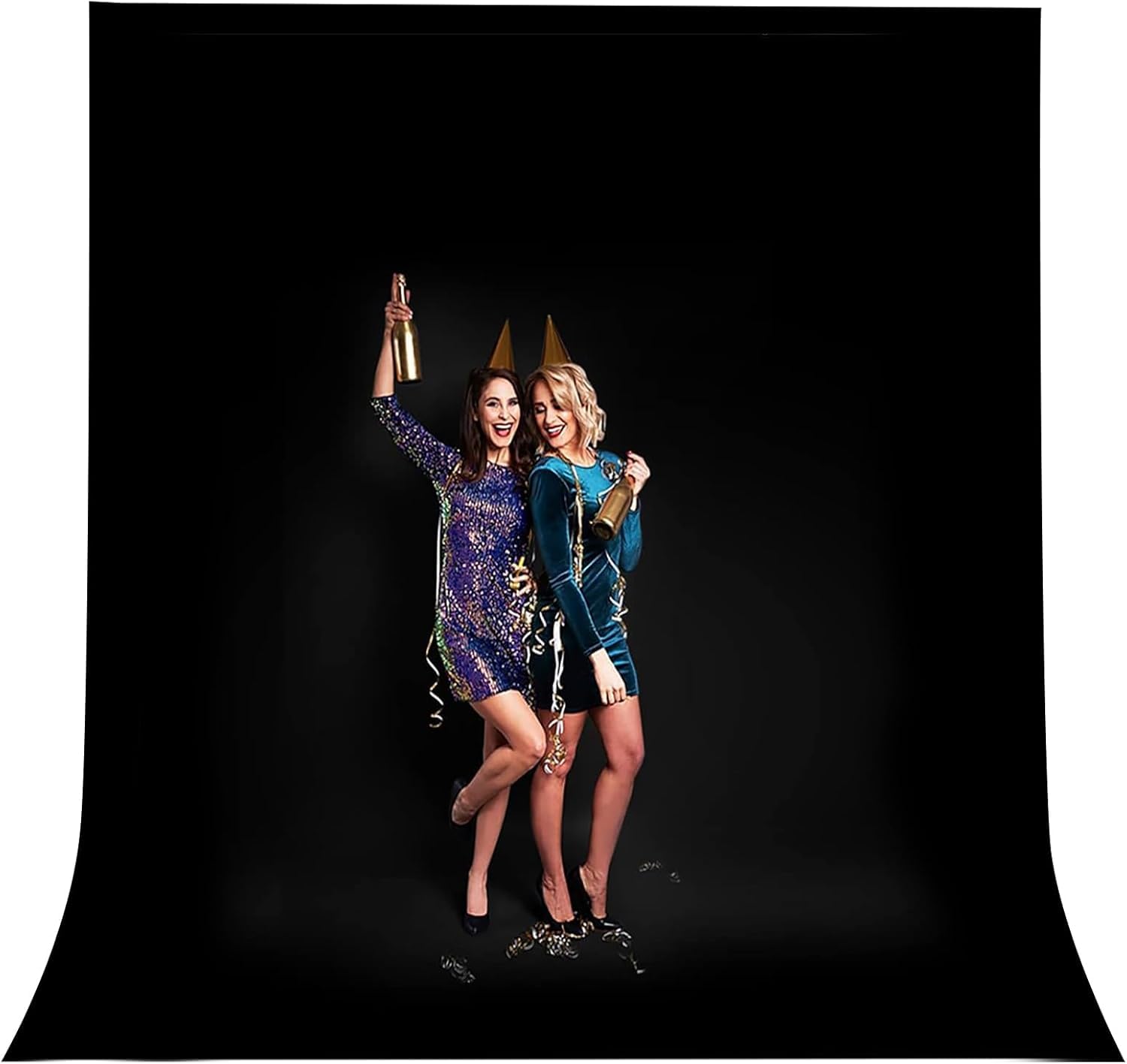 CPLIRIS 10x20ft Black Backdrop for Photography, Pure Polyester Black Photo Booth Backdrop Collapsible Black Screen Curtain with 3 Spring Clamps for Photoshoot, Party and Video