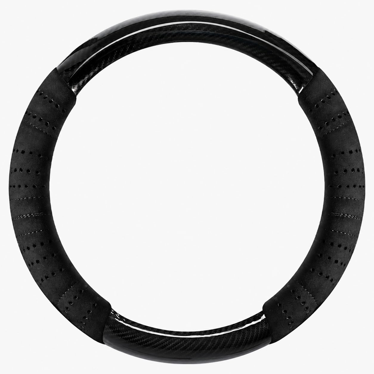 WAMZHGYOTC Carbon Fibre Steering Wheel Cover for BMW 4er F32 F33 F36 G22 G23 G26 M4 i4 420i 420d 430i 430d M440i M440d, Anti Slip Breathable 15 Inch Wheel Protector,Black