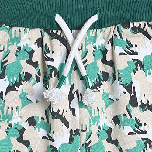 Image of miniklub Infant Boys Green & Beige Printed Pure Cotton Joggers