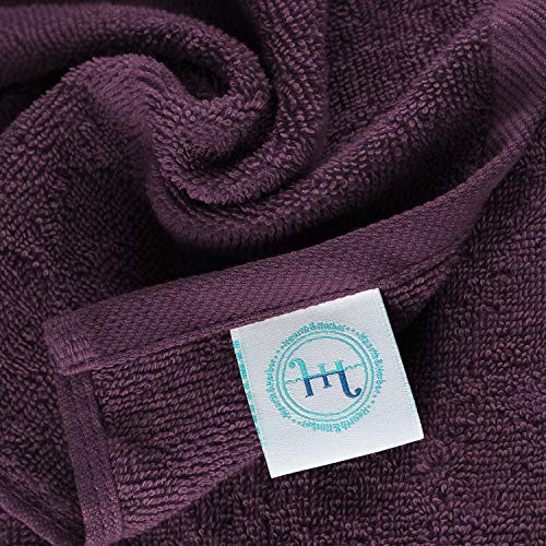 Image of Hearth & Harbor Washcloths 12 Pack - 100% Cotton Washcloth for Body and face, High Absorbent and Soft 13 inchx13 inch Body Wash Cloth, Quick Dry - Purple Washcloths