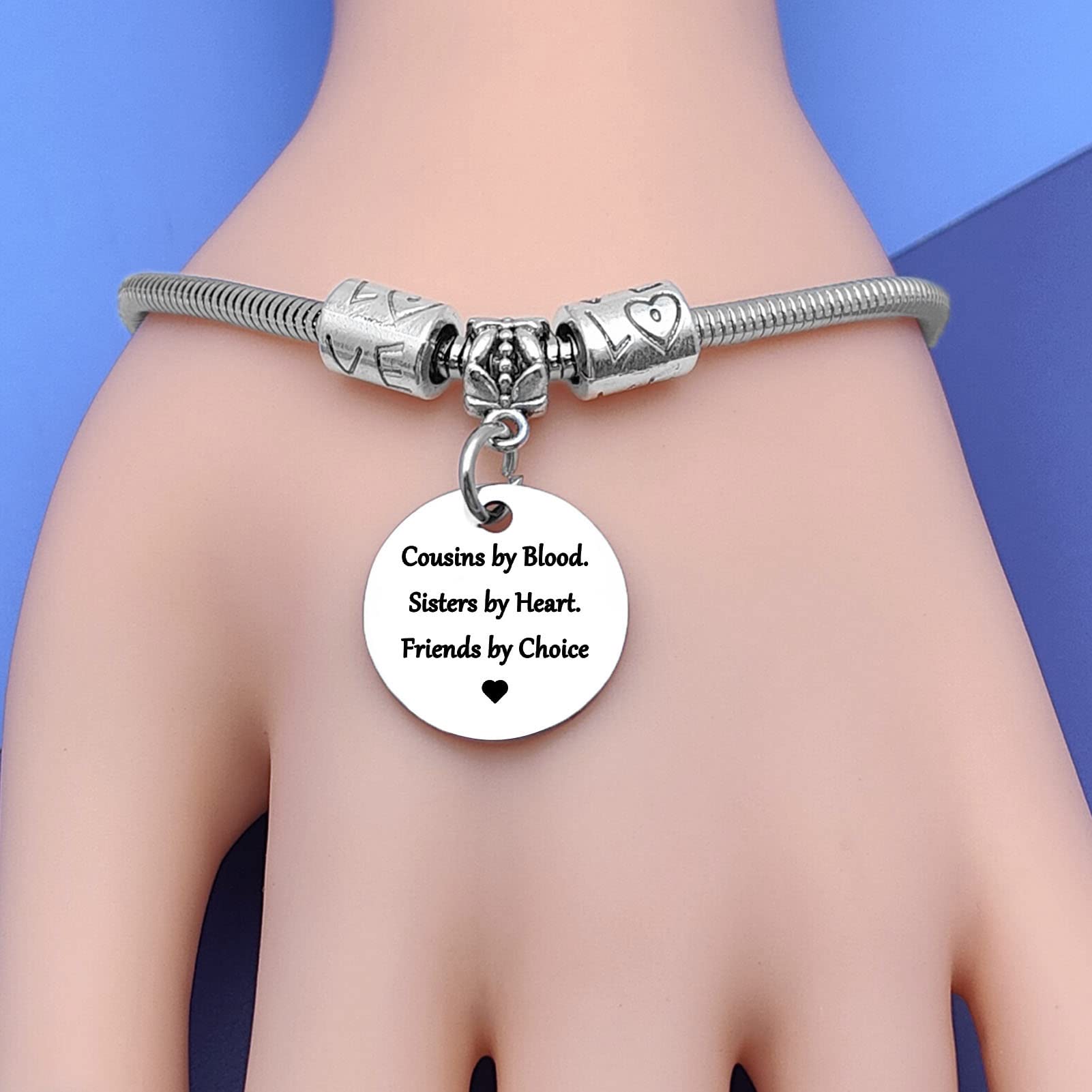 DlaeKua Cousin Gift Bracelet Stainless Steel Christmas Gift for Cousin Birthday Gift Long Distance Relationship Gift for Cousin