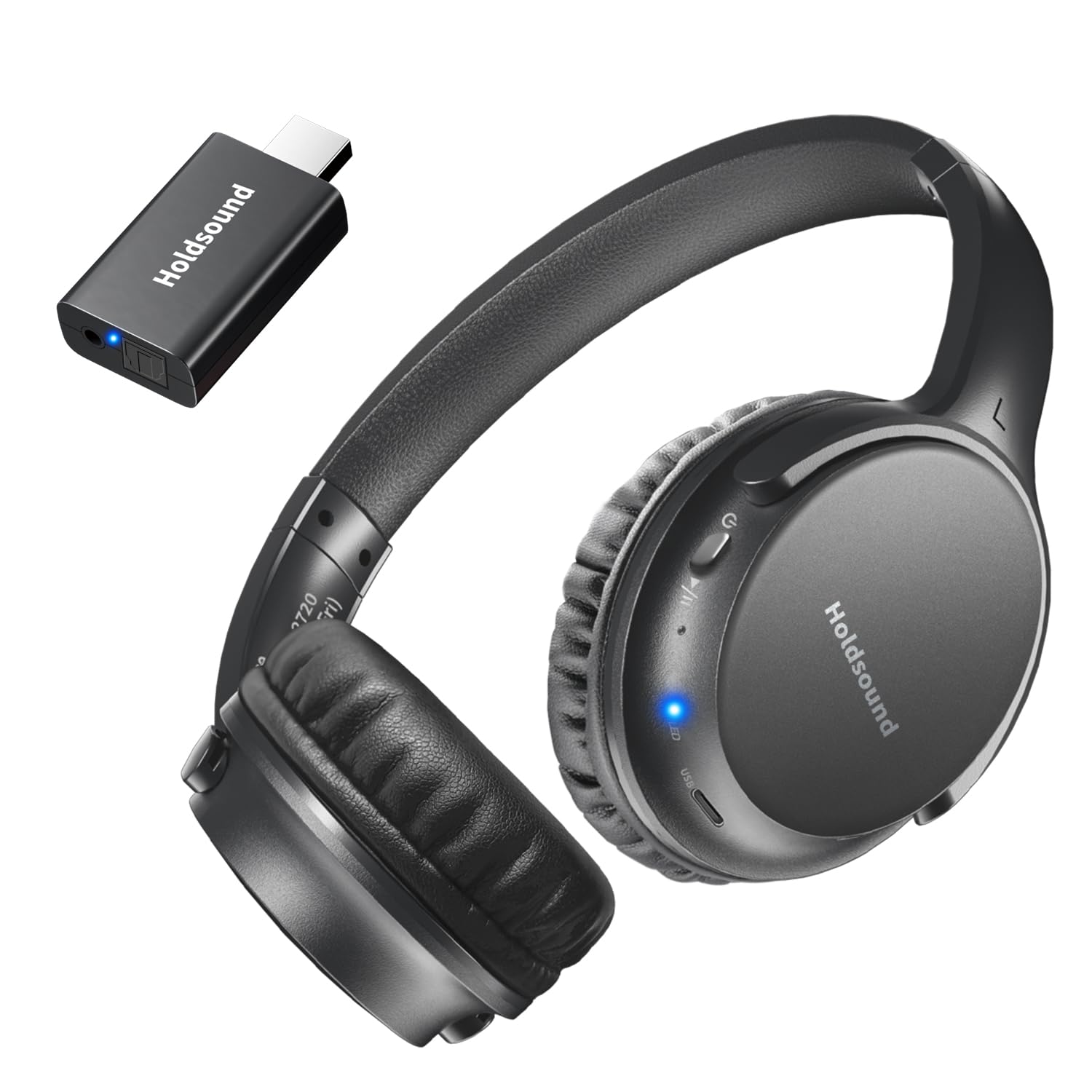 Holdsound TV Kopfhörer Kabellos Senioren, Funkkopfhörer Kabellos für TV mit USB-Sender, Mehr Lautstärke, Plug-and-Play, Keine Audioverzögerung, 40 Stunden Audiowiedergabe