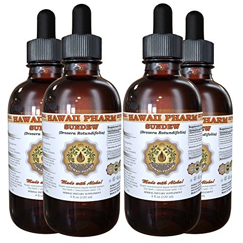 Sundew Liquid Extract, Sundew (Drosera Rotundifolia) Leaf Powder Tincture, Herbal Supplement, Hawaii Pharm, Made in USA, 4x4 fl.oz