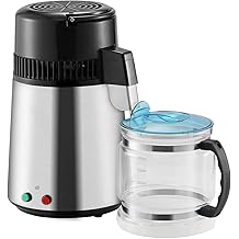 Water Distiller, 4L 1.05 Gallon Pure Water Purifier Filter for Home Countertop, 750W Distilled Water Maker, Stainless Steel Interior Distiller Water Making Machine to Make Clean Water, Silvery