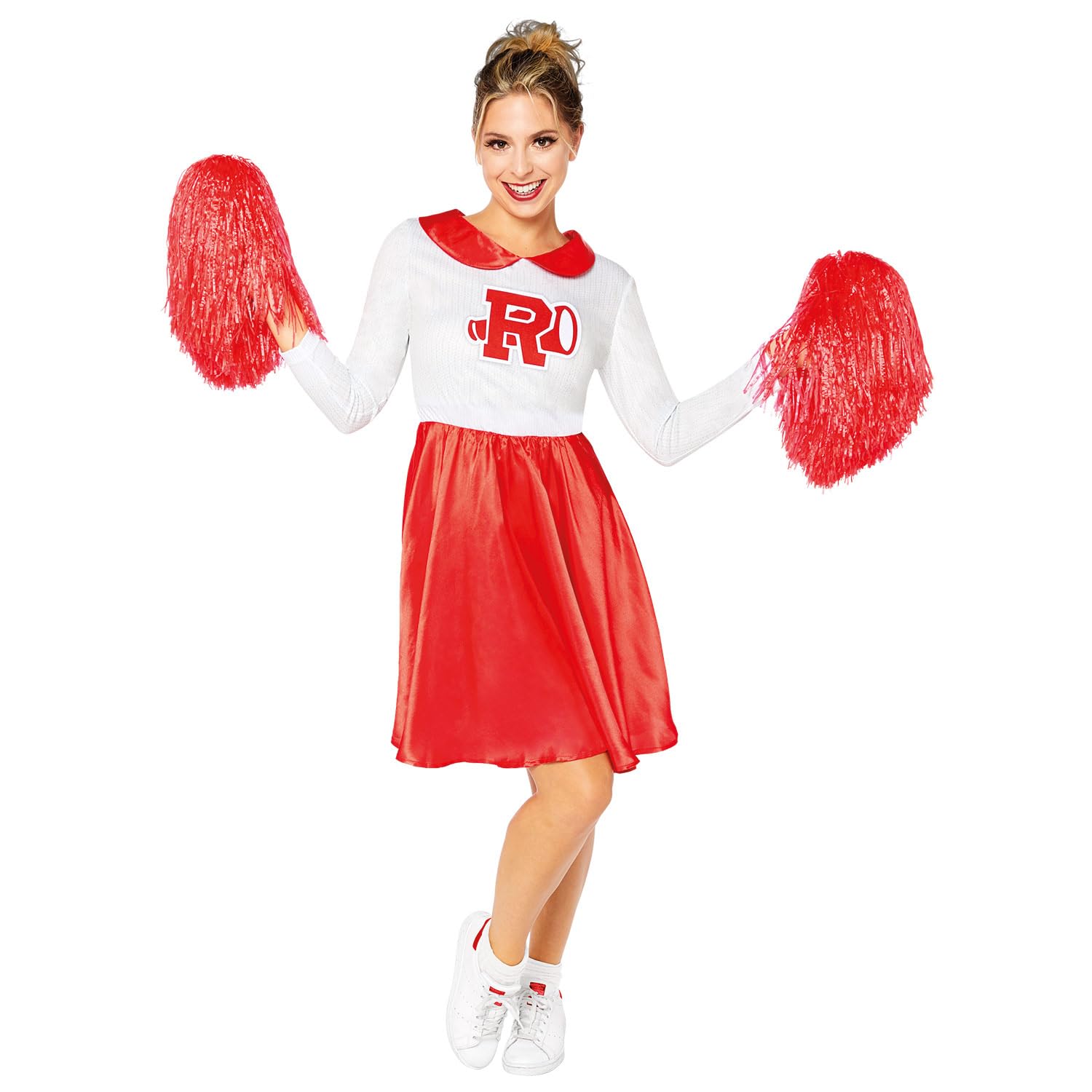 (PKT) (Fix 8/25) (9909261) Adult Ladies Sandy Rydell High Cheerleader Costume (Large) - Grease Movie, Red/White, Size: 14-16 - Image 2
