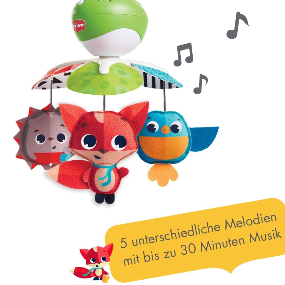 Tiny Love Take Along Mobile, 3-in-1 Musik Mobile Baby Elektrisch, 0+ Monate, Mobile Babybett, Mobile mit Musik, 3 Verbindungsstücken, 5 Melodien, 30 Minuten Kontinuierliche Musik, Meadow Days