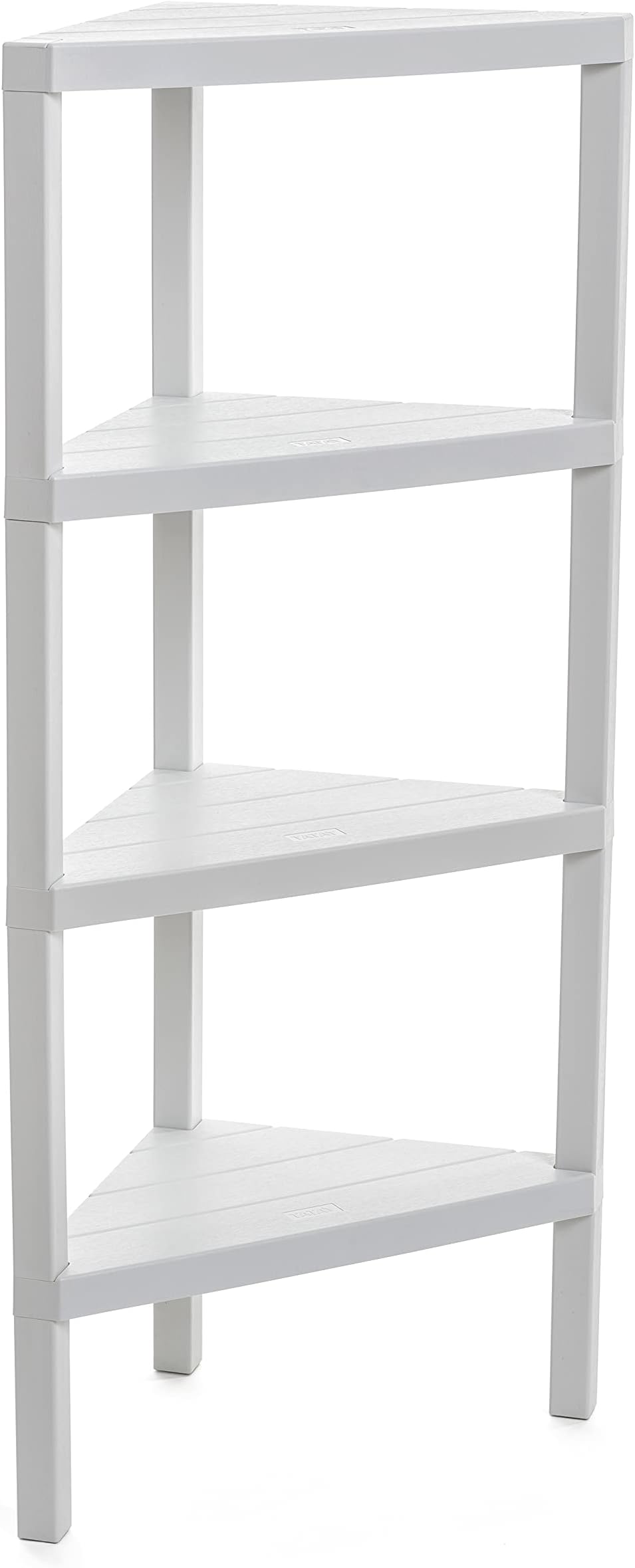 Corner Shelving Unit with 4 Tiers | Moisture-Resistant | Includes Screws and Compatible with Quick Fix System | Suitable for Indoor and Outdoor Use | Holds up to 32kg - Lombok Model - White