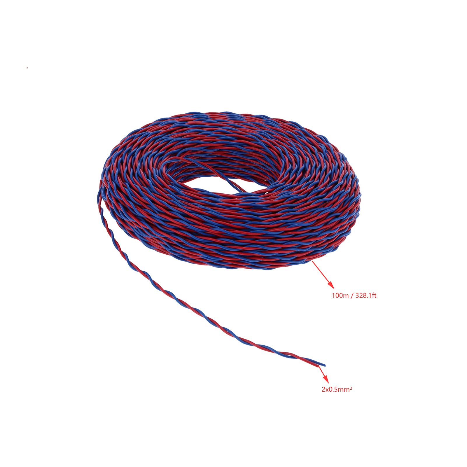 Oumefar Cable Aislado de 28 Núcleos, Revestimiento de PVC Rojo y Azul para Electrodomésticos, Conductor Eléctrico Flexible AC300V de 100m
