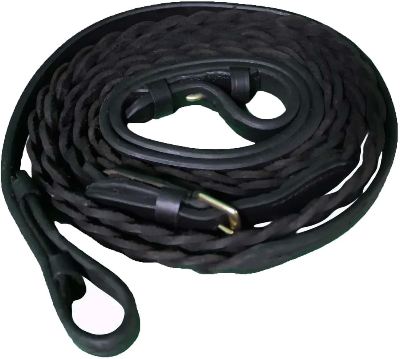 CHALLENGER 54" x 1/2" Full Horse English Braided Black Leather Reins 805LR02BK
