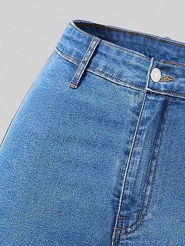 SHENHE Girl's Ripped Bell Bottom Zipper Jeans Distressed Flare Denim Pants3