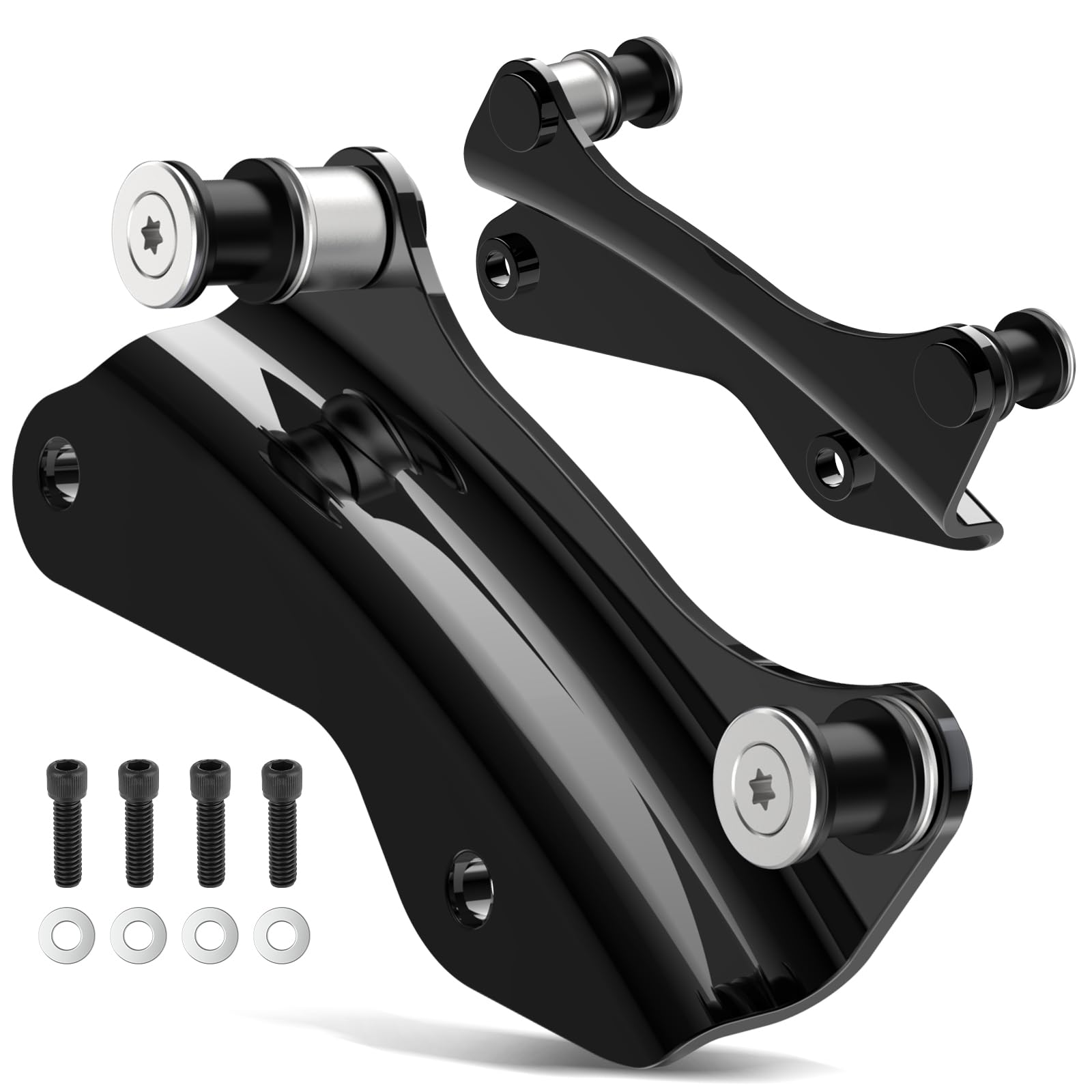 PBYMT Kit di Hardware di Ancoraggio a 4 Punti Nero Vivo con Rilascio Rapido, Compatibile con Harley Davidson Touring, Street Glide, Electra Glide, Road King, Road Glide 2014 e Successivi