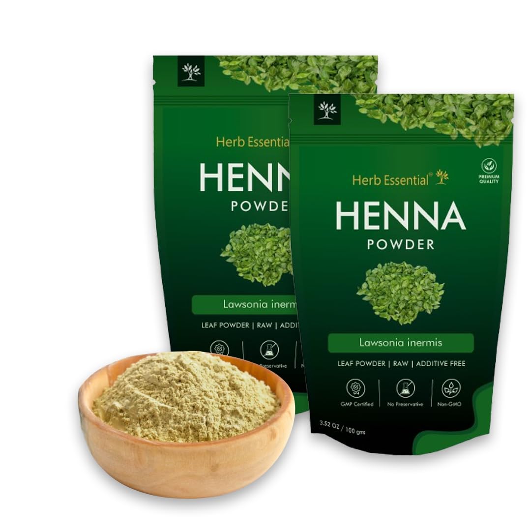 Herb Essential Henna Powder |100% Organic Natural Henna Powder For Hair Colour and Growth| For Women & Men | No added Preservatives,100gms (Pack of 2)-picture-30