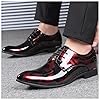 Muyin Men’s Patent Leather Dress Shoes Lace Up Pointed Toe Floral Patent Leather for Wedding, Business, Party Formal Shoes for Men(Red,9 UK) #5