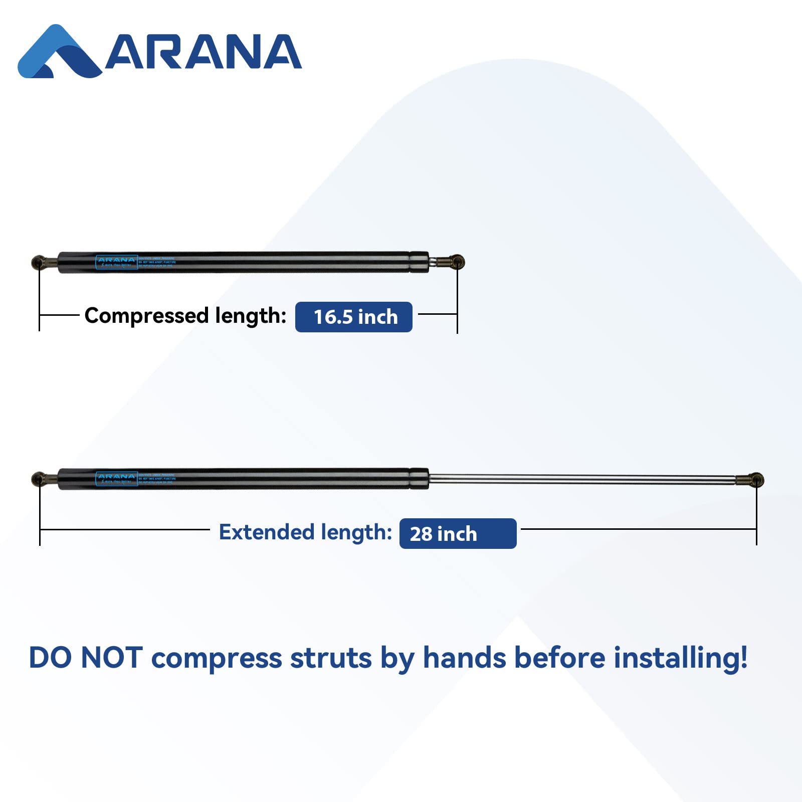 ARANA ST280M150 28 inch 150Lb Gas Struts Spring Shocks SE1000150ME 28