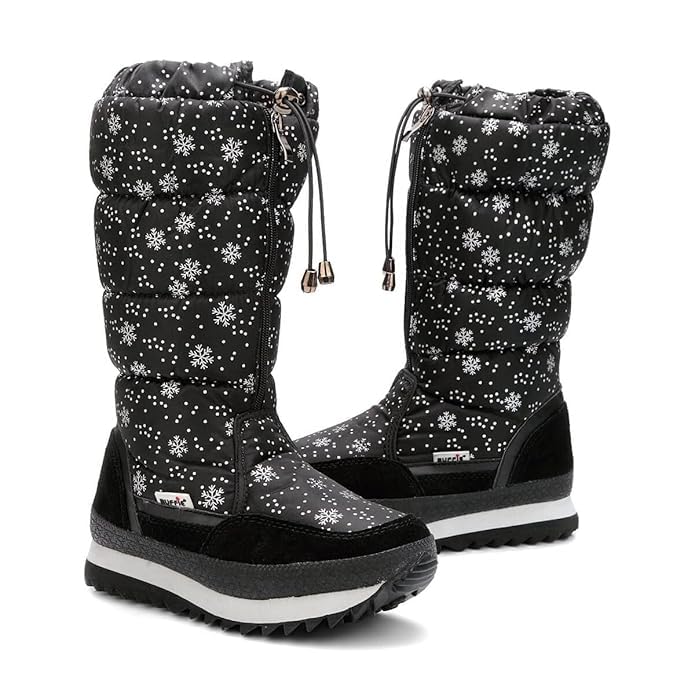 Little Surprise Box Black and Silver Snowflake Women Winter Snowboots 2 61Ps+RJaFRL
