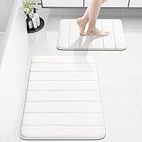 Vista 88 de Buganda Juego de 2 tapetes de baño de espuma viscoelástica y tapete para inodoro en forma de U, lavable a máquina, suave, antideslizante, Negro
