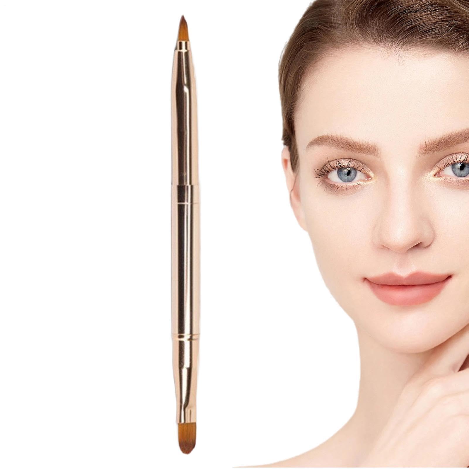 Pennello per labbra a doppia estremità, applicatore retrattile per trucco, labbra e rossetto, strumento di miscelazione con tappo per lucida, ombretto, pennello cosmetico multiuso per kit