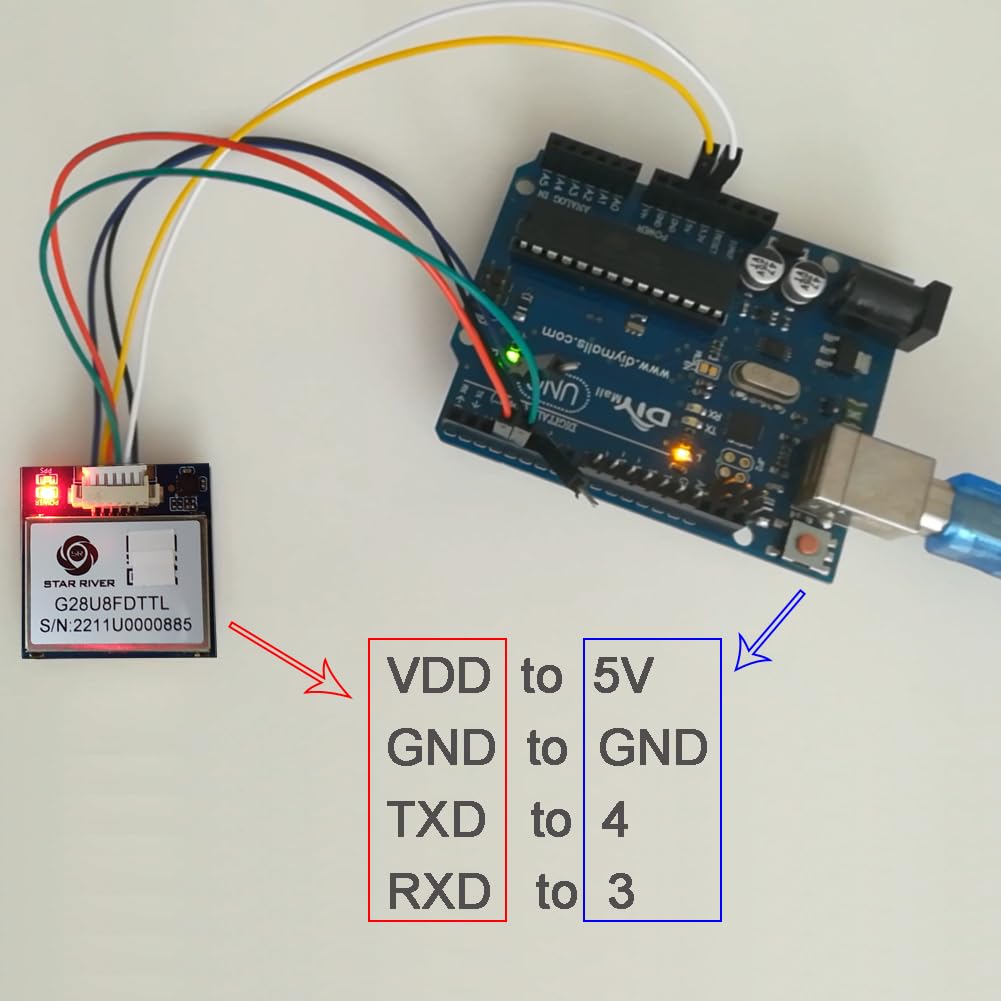 DIYmalls G28U8FDTTL Módulo receptor GPS Glonass QMC5883L Brújula con antena de cerámica flash 9600bps 1Hz chip NMEA-0183 M8 para control de vuelo Arduino