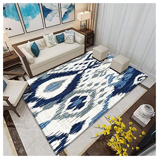 ZHAOPAI mattor för vardagsrum geometriskt abstrakt mönster soffa bekväm andas och lätt att dammsuga matta billiga extra stora mattor -blå_80 x 120 cm