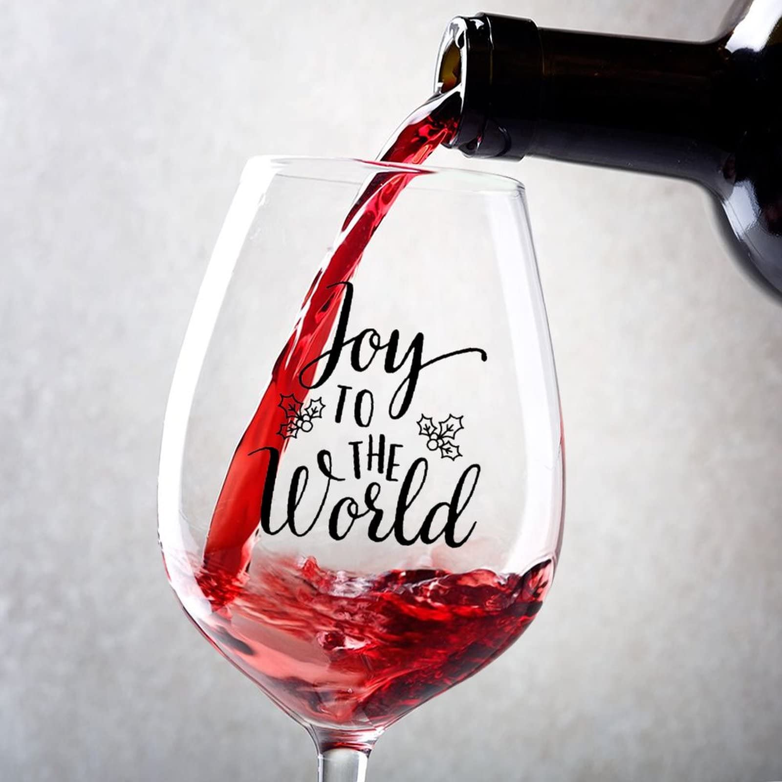 Verres à vin Joy to The World pour vos repas de Noël et soirées entre amis