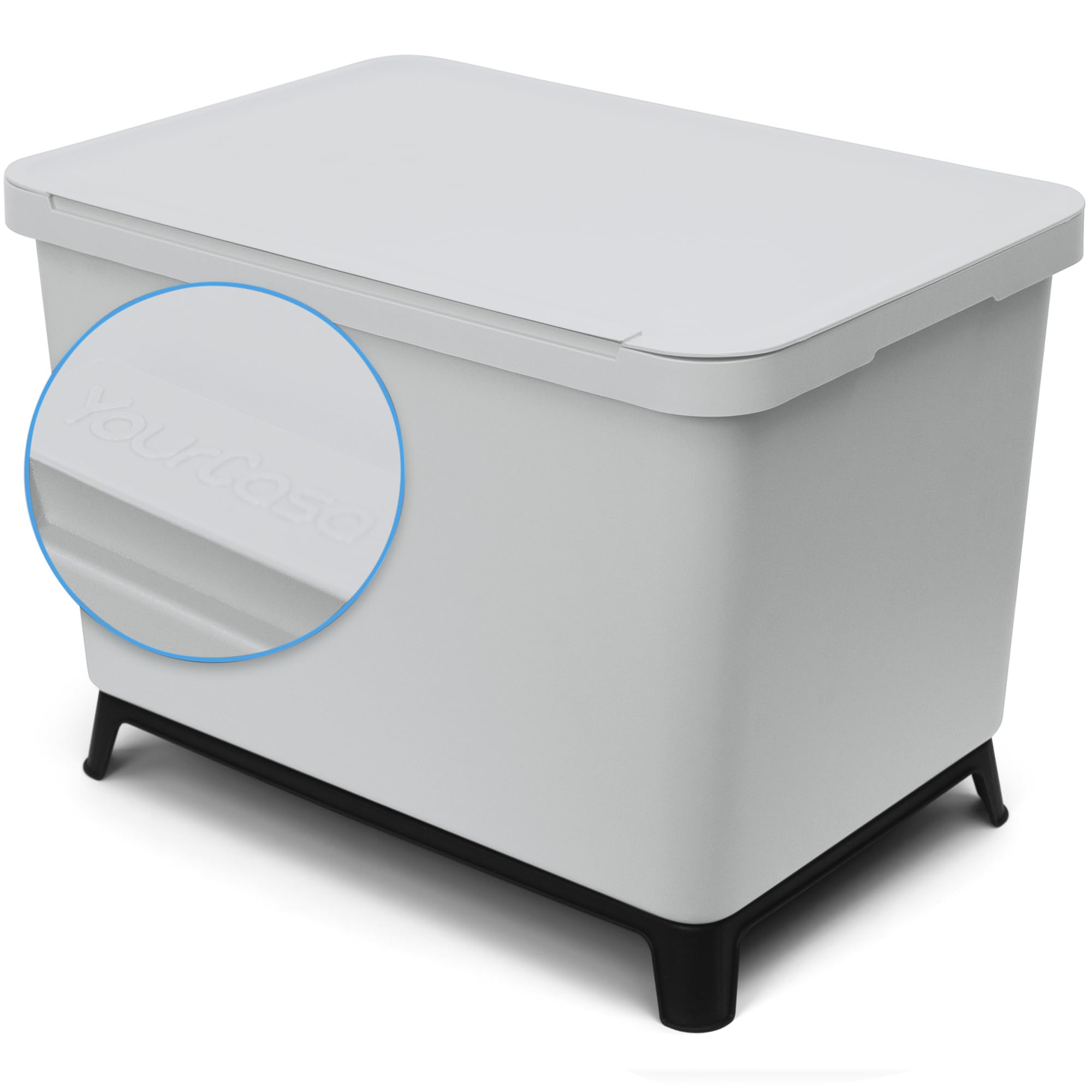 YourCasa® Cubo de basura con 4 compartimentos [40 L] en diseño exclusivo sistema de separación de basura, cubo de basura para cocina con 4 cubos extraíbles de 10 l (gris claro, 40 litros)