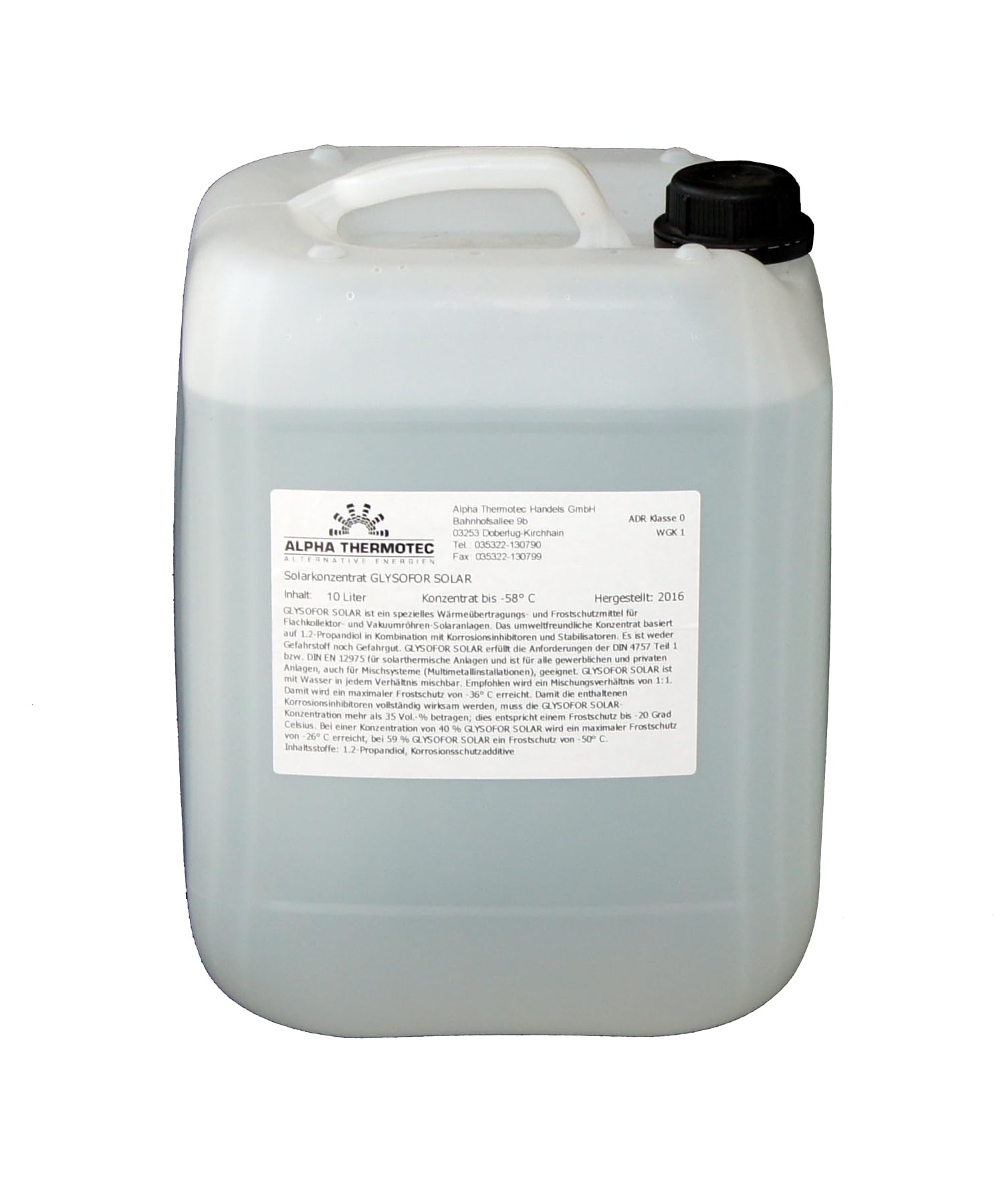 Solarflüssigkeit Konzentrat bis -58° C 10 Liter Farblos