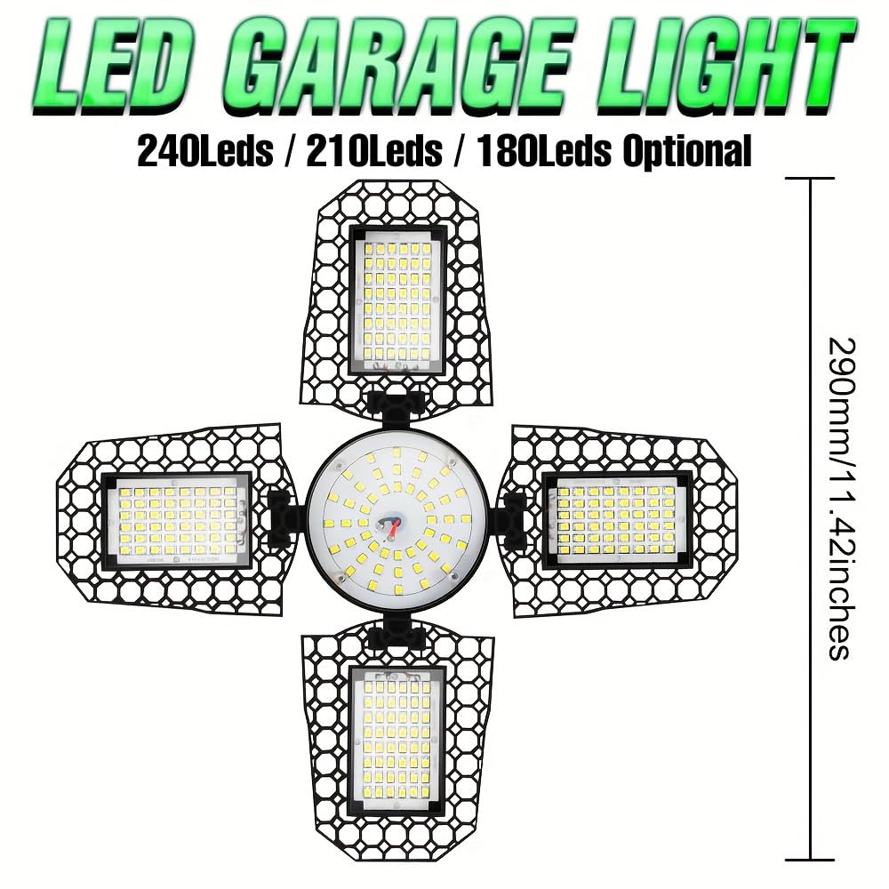 100W LED Deformable Garage Lights 100-277V Adjustable Panels Foldable Warehouse Lamps 110V Commercial High Bay Ceiling lamp E26 — view 5